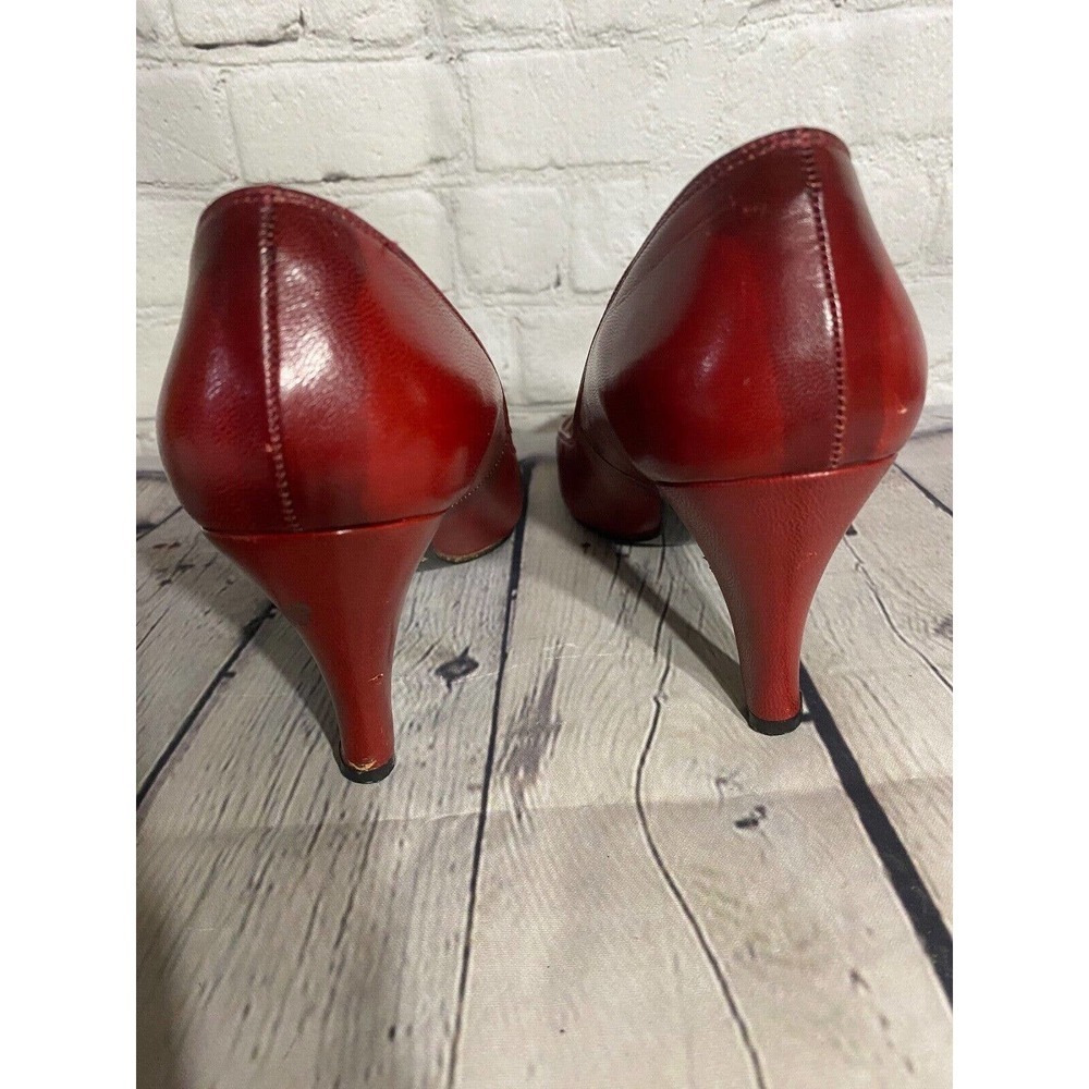 Palizzio Michael G Abrams Size 7 1/2 B Red Leather Pumps, heels - Picture 3 of 6
